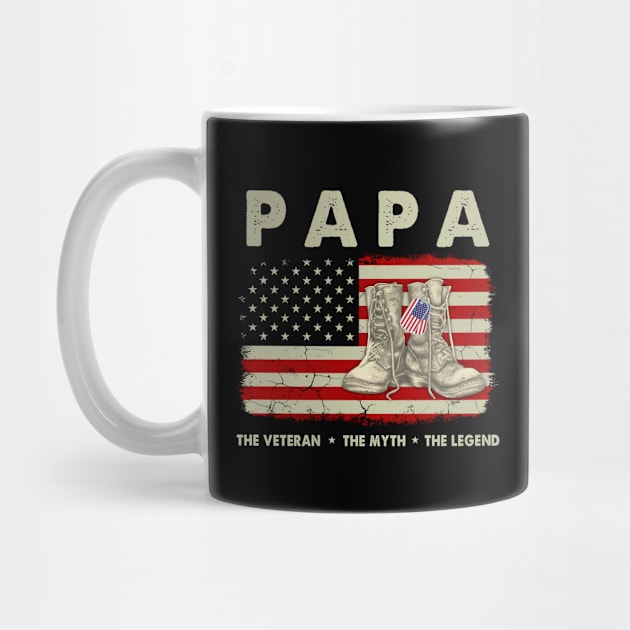 Papa The Veteran The Myth The Legend American Flag by Symmetry Stunning Portrait